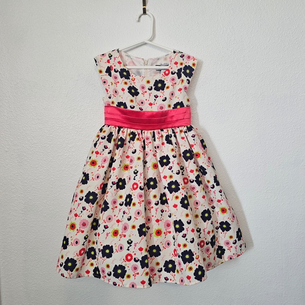 Little Miss Floral Sleeveless with Bow/Sash Girls‎ Dressp Size 5